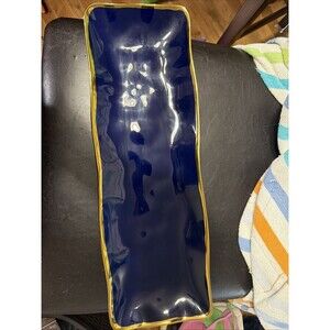 Pampa Bay Sunset by the Sea Rectangular Serving Piece, Blue/Gold